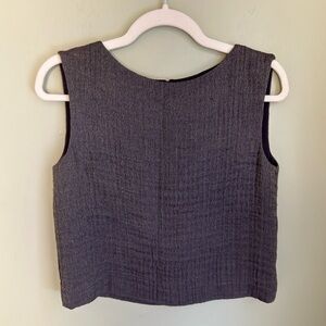 Vintage Joan and David sleeveless shell blouse. Brown w/gold thread. Sz 4 Lovely